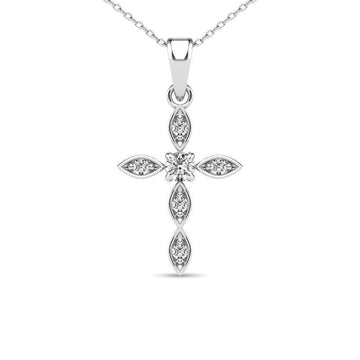 Diamond 1/8 Ct.Tw. Cross Pendant in 14K White Gold - Larson Jewelers