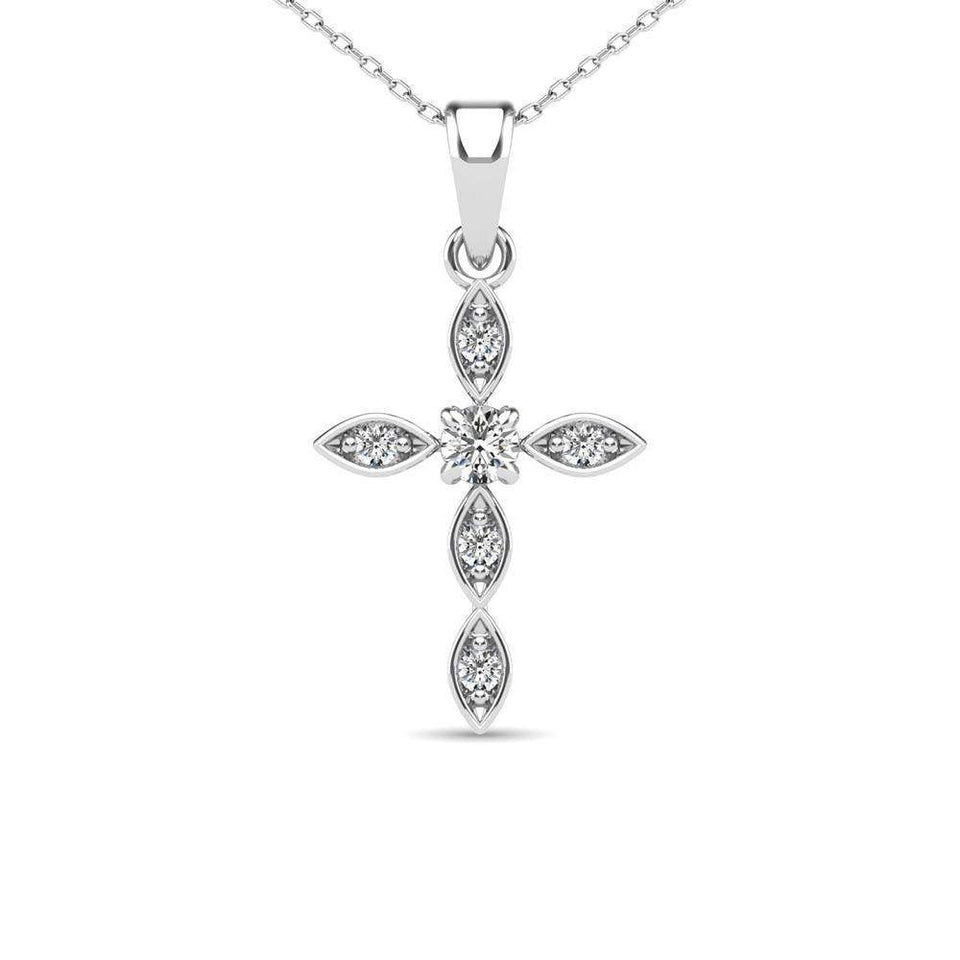 Diamond 1/8 Ct.Tw. Cross Pendant in 14K White Gold - Larson Jewelers