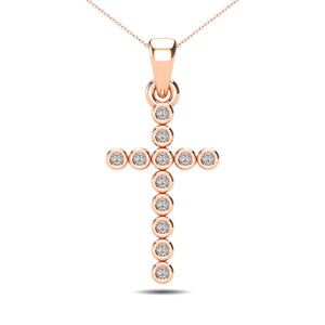 10K Rose Gold 1/20 Ct.Tw. Diamond Accent Croos Pendant - Larson Jewelers