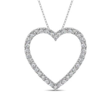10K White Gold Diamond 1/2 Ct.Tw. Heart Pendant - Larson Jewelers