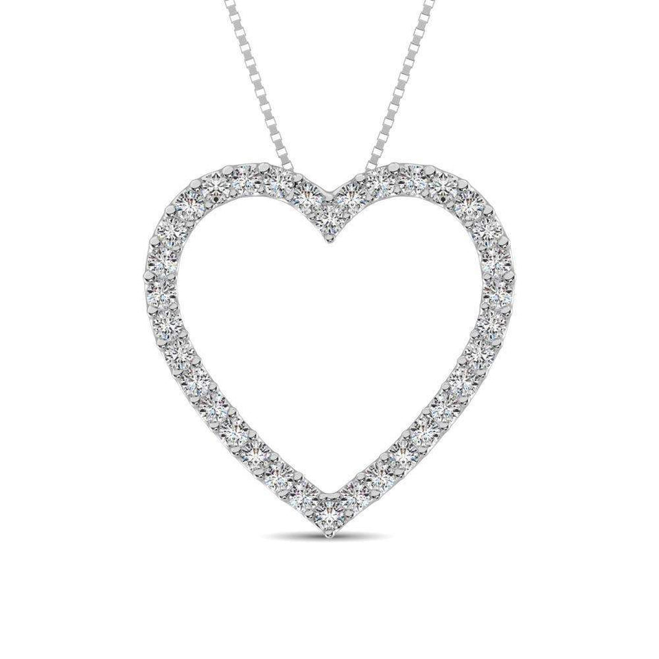 10K White Gold Diamond 1/2 Ct.Tw. Heart Pendant - Larson Jewelers