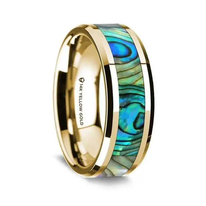 NACRE Beveled Polished 14K Yellow Gold Mother of Pearl Inlay - 8mm - Larson Jewelers