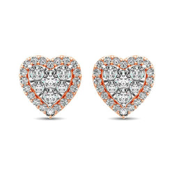 Diamond 3/4 ct tw Heart Earrings in 14K Rose Gold - Larson Jewelers