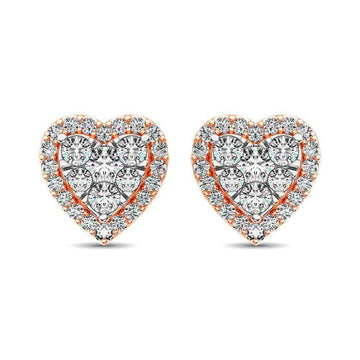 Diamond 3/4 ct tw Heart Earrings in 14K Rose Gold - Larson Jewelers