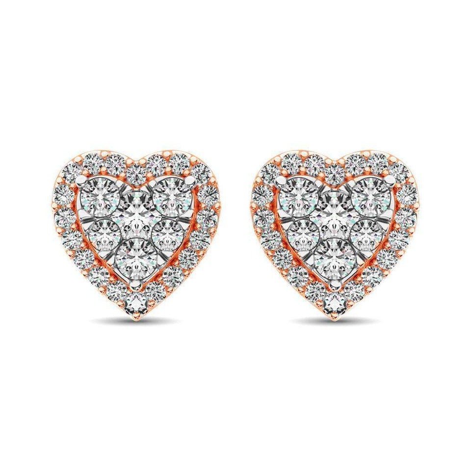 Diamond 3/4 ct tw Heart Earrings in 14K Rose Gold - Larson Jewelers