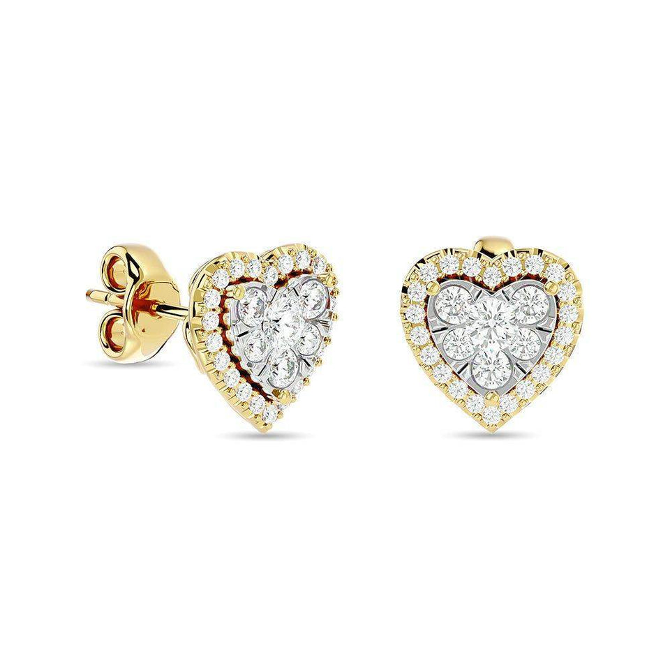 Diamond 1 Ct.Tw. Heart Fashion Earrings in 14K Yellow Gold - Larson Jewelers