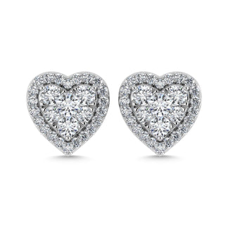 Diamond 2 Ct.Tw. Heart Earrings in 14K White Gold - Larson Jewelers