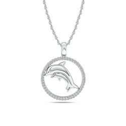 Diamond Sea Of life Dolphine Pendant 1/8 ct tw in Sterling Silver - Larson Jewelers
