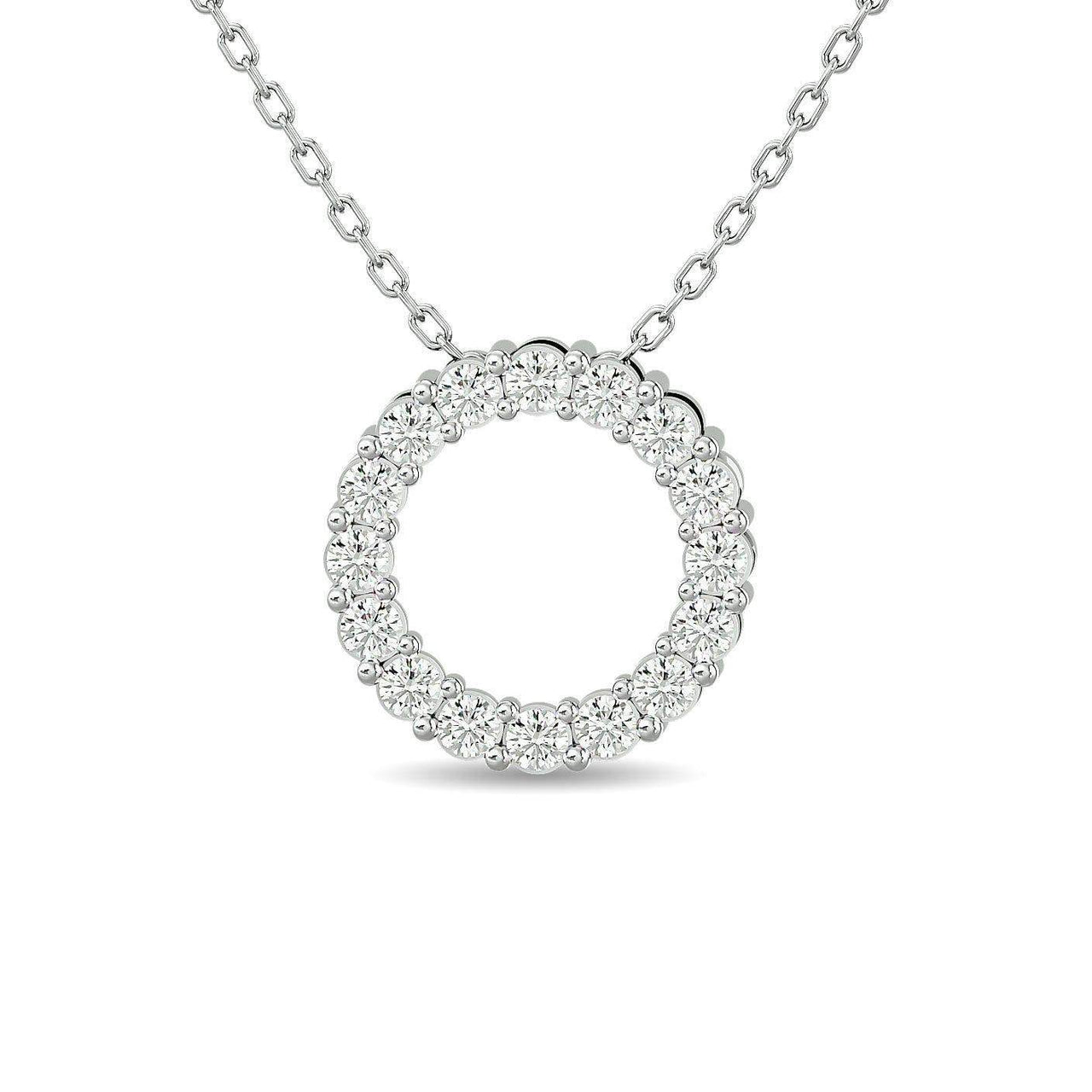 Diamond 1/4 Ct.Tw. Circle Pendant in 14K White Gold - Larson Jewelers