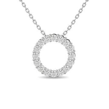 Diamond 1/4 Ct.Tw. Circle Pendant in 14K White Gold - Larson Jewelers