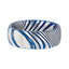 EARL Blue Domed Brushed Damascus Steel Men’s Wedding Band with Vivid Etched Design - 6mm & 8mm - Larson Jewelers