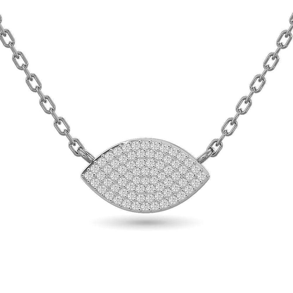 Diamond Eye Shape Necklace 1/5 ct tw in 10K White Gold - Larson Jewelers