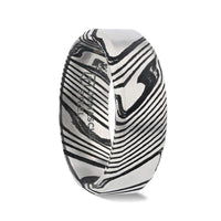 MELVIN Black Damascus Steel Brushed Beveled Men’s Wedding Band with Repeating Artisan Pattern - 6mm & 8mm - Larson Jewelers