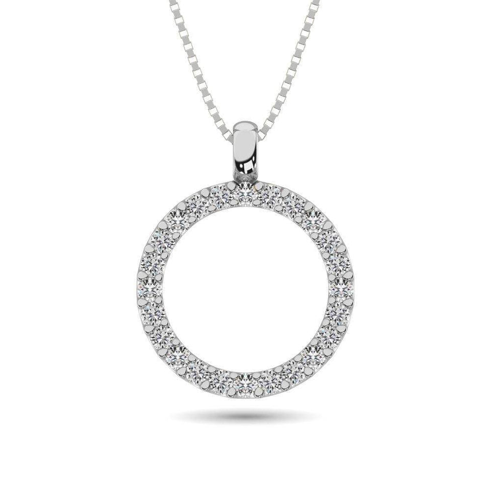 Diamond Circle Pendant 1/4 ct tw in 14K White Gold - Larson Jewelers