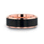 HAYDEN Rose Gold Plated Tungsten Polished Beveled Ring with Brushed Black Center - 6mm & 8mm - Larson Jewelers