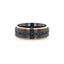 ASTRO Flat Brushed Black Titanium Ring with Rose Gold Plated Edge and Black Sapphire Settings All Around - 8mm - Larson Jewelers