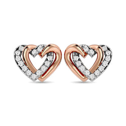 Diamond Duel Heart earrings 1/6 ct tw in 10K Rose Gold - Larson Jewelers