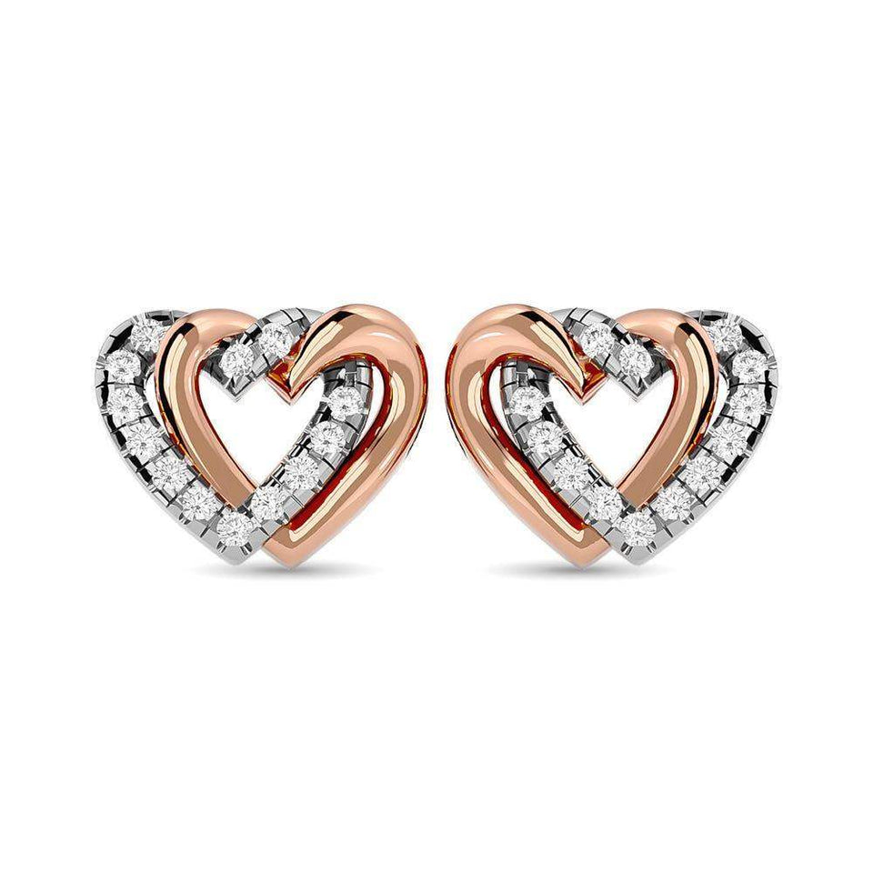 Diamond Duel Heart earrings 1/6 ct tw in 10K Rose Gold - Larson Jewelers