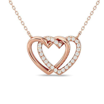 Diamond Duel Heart Fashion Necklace 1/8 ct tw in 10K Rose Gold - Larson Jewelers