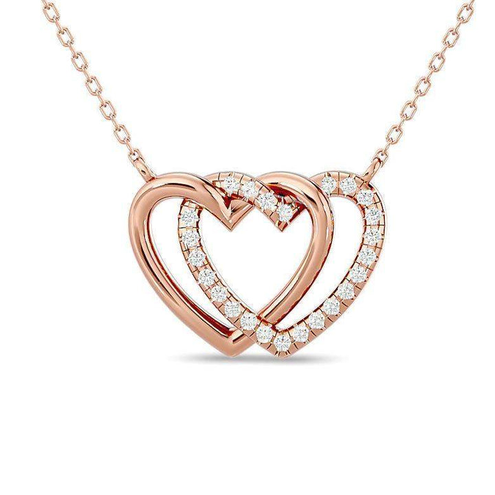 Diamond Duel Heart Fashion Necklace 1/8 ct tw in 10K Rose Gold - Larson Jewelers