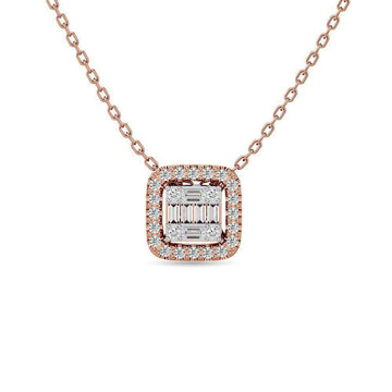 Diamond 1/4 Ct.Tw. Round and Baguette Fashion Pendant in 14K Rose Gold - Larson Jewelers