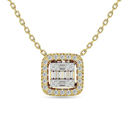 Diamond 1/4 Ct.Tw. Round and Baguette Fashion Pendant in 14K Yellow Gold - Larson Jewelers