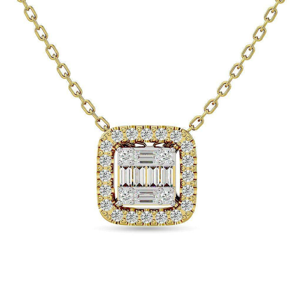 Diamond 1/4 Ct.Tw. Round and Baguette Fashion Pendant in 14K Yellow Gold - Larson Jewelers