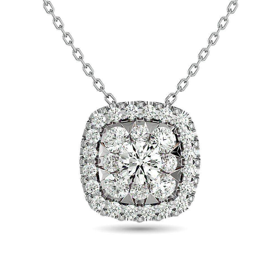 Diamond Round Shape Pendant 1/2 ct tw Round Cut in 14K White Gold - Larson Jewelers