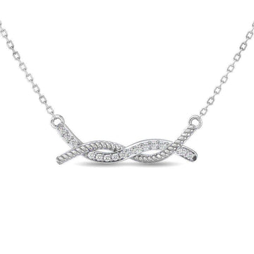 Diamond Round Cut Fashion Necklace 1/6 ct tw in 10K White Gold - Larson Jewelers