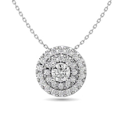 Diamond Round Cut Double Halo Pendant 3/8 ct tw in 14K White Gold - Larson Jewelers