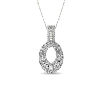 Diamond 5/8 Ct.Tw. Round and Baguette Fashion Pendant in 14K White Gold - Larson Jewelers