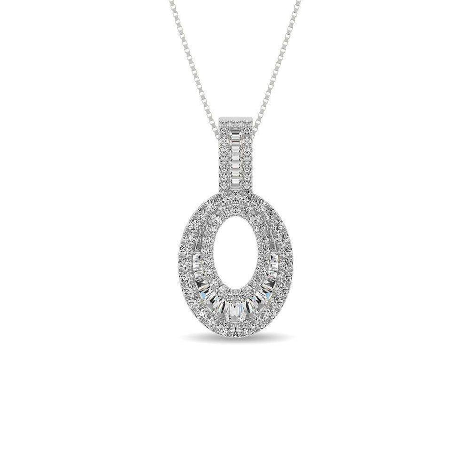 Diamond 5/8 Ct.Tw. Round and Baguette Fashion Pendant in 14K White Gold - Larson Jewelers