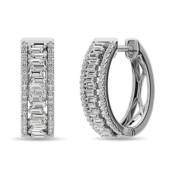 Diamond 1/2 Ct.Tw. Hoop Earrings in 14K White Gold - Larson Jewelers