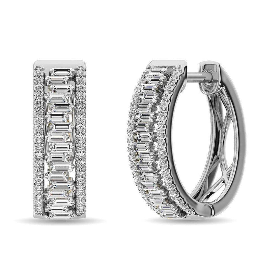 Diamond 1/2 Ct.Tw. Hoop Earrings in 14K White Gold - Larson Jewelers