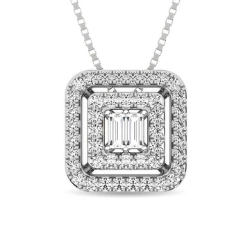 Diamond 1/4 Ct.Tw. Round and Baguette Fashion Pendant in 10K White Gold - Larson Jewelers