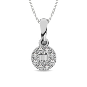 Diamond 1/6 Ct.Tw. Round and Baguette Fashion Pendant in 10K White Gold - Larson Jewelers