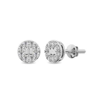 Diamond 1/3 Ct.Tw. Round and Baguette Fashion Earrings in 10K White Gold - Larson Jewelers