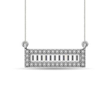 Diamond 1/6 Ct.Tw. Round and Baguette Fashion Necklace in 10K White Gold - Larson Jewelers