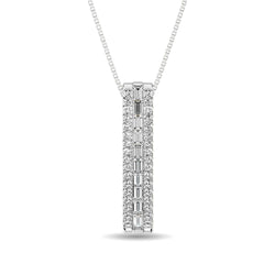 Diamond 1/4 Ct.Tw. Round and Baguette Fashion Pendant in 10K White Gold - Larson Jewelers