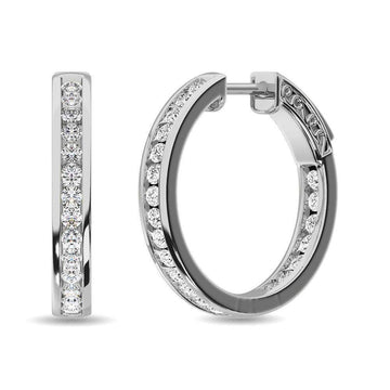 Diamond 1 ct tw Hoop Earrings in 14K White Gold - Larson Jewelers