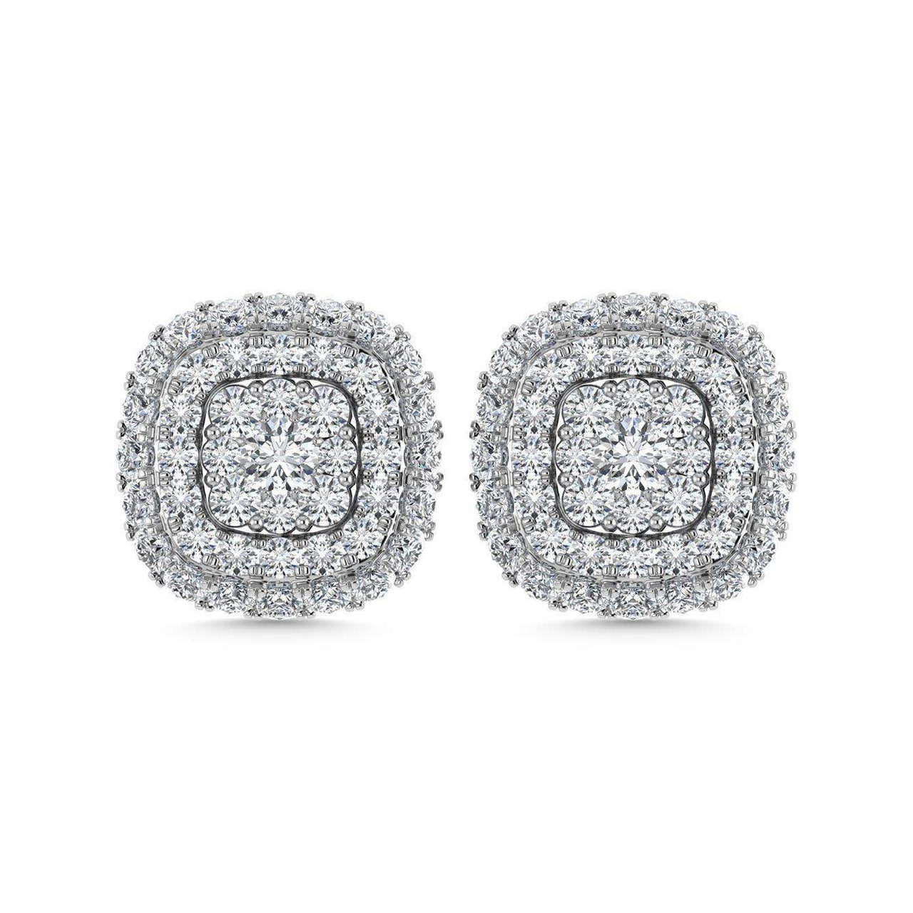 Diamond 5/8 Ct.Tw. Cluster Fashion Earrings in 14K White Gold - Larson Jewelers