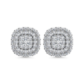 Diamond 5/8 Ct.Tw. Cluster Fashion Earrings in 14K White Gold - Larson Jewelers