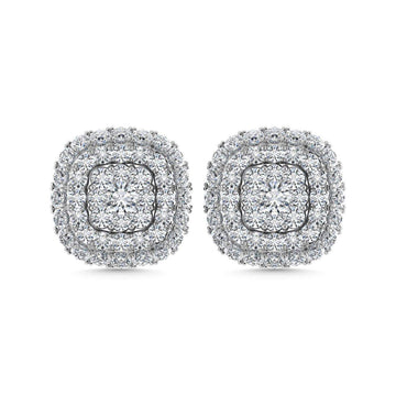 Diamond 5/8 Ct.Tw. Cluster Fashion Earrings in 14K White Gold - Larson Jewelers