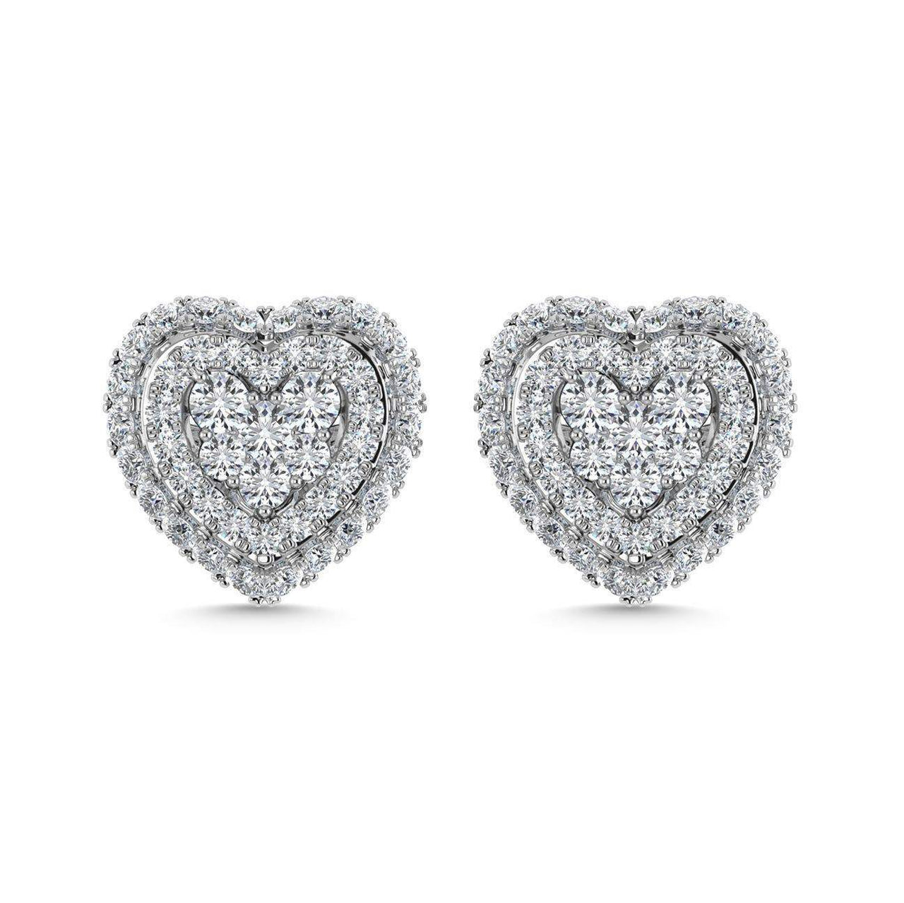 Diamond 5/8 Ct.Tw. Cluster Fashion Earrings in 14K White Gold Gold - Larson Jewelers