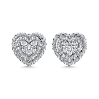 Diamond 5/8 Ct.Tw. Cluster Fashion Earrings in 14K White Gold Gold - Larson Jewelers
