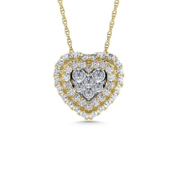 Diamond 1/2 Ct.Tw. Cluster Fashion Pendant in 14K Two Tone Gold - Larson Jewelers