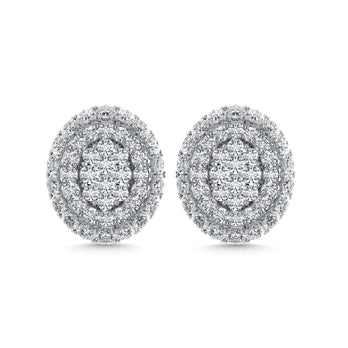 Diamond 5/8 Ct.Tw. Cluster Fashion Earrings in 14K White Gold Gold - Larson Jewelers