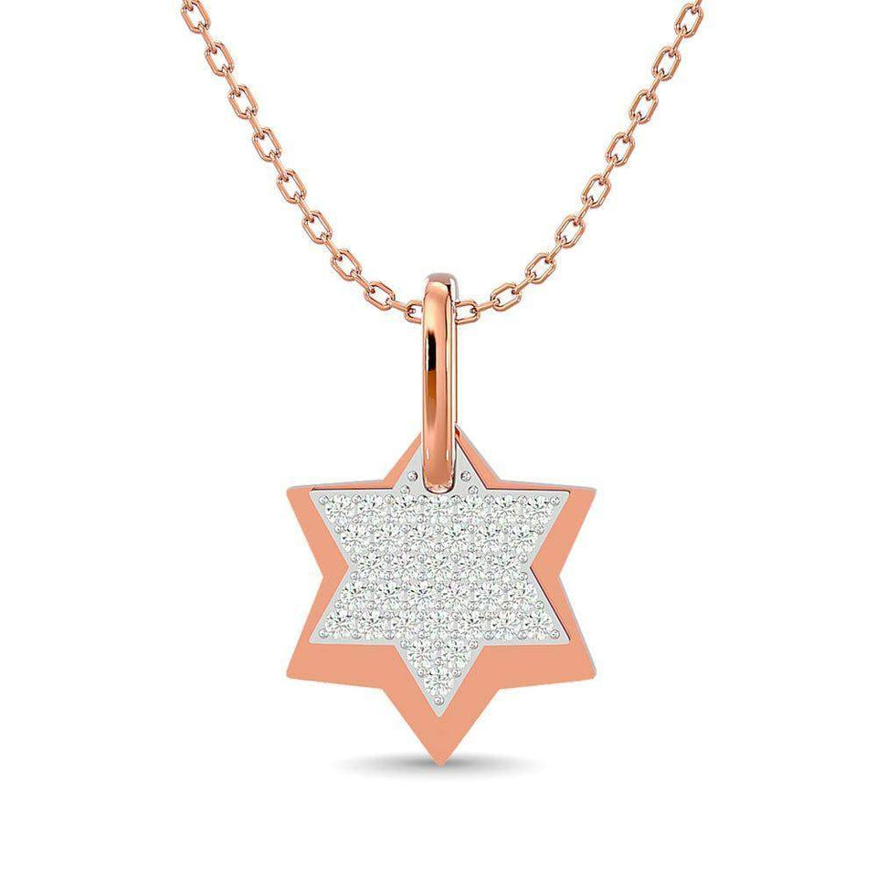 Diamond 1/6 ct tw Round Cut Star Pendant in 10K Rose Gold - Larson Jewelers