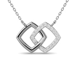 Diamond 1/6 ct tw Symatrical Square Necklace in 10K White Gold - Larson Jewelers