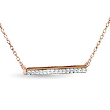Diamond 1/6 ct tw Bar Necklace in 10K Rose Gold - Larson Jewelers